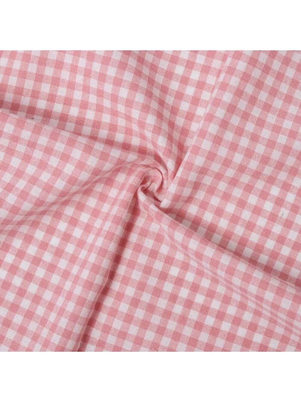 57”W x 180”L Pink Gingham Checkered Fabric for DIY Sewing, Vintage Home Textiles